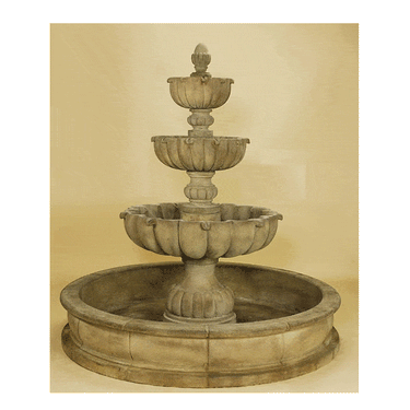Urbino Grande Three Tier Pond Outdoor Cast Stone Garden Fountain Fountain Tuscan